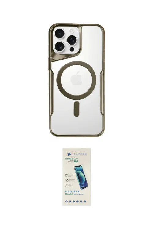 ieg™ iPhone 16 Pro Max Kılıf Yadigar Klasik Özel Seri - Şeffaf Pasifik Cam Ekran Koruyucu