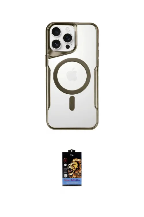 ieg™ iPhone 16 Pro Max Kılıf Yadigar Klasik Özel Seri - Siyah Buffer Hayalet Cam Ekran Koruyucu
