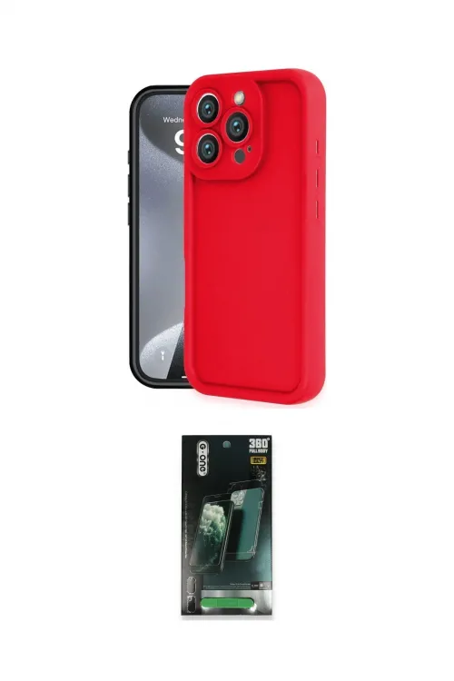 ieg™ iPhone 16 Pro Max Kılıf Yankı Yansıma Özel Seri - Siyah 360 Mat Full Body Arka Koruyucu