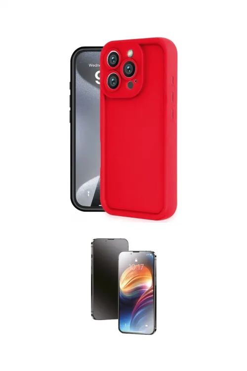 ieg™ iPhone 16 Pro Max Kılıf Yankı Yansıma Özel Seri - Siyah 3D Antistatik Mat Seramik Nano Ekran Koruyucu