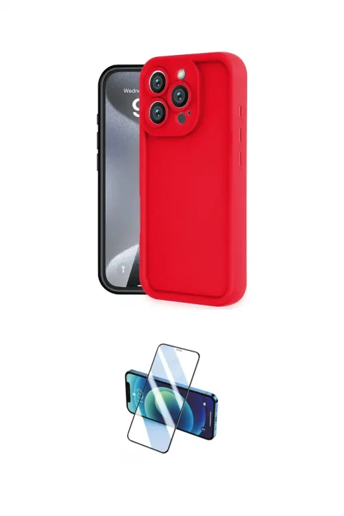 ieg™ iPhone 16 Pro Max Kılıf Yankı Yansıma Özel Seri - Siyah 3D Antistatik Seramik Nano Ekran Koruyucu