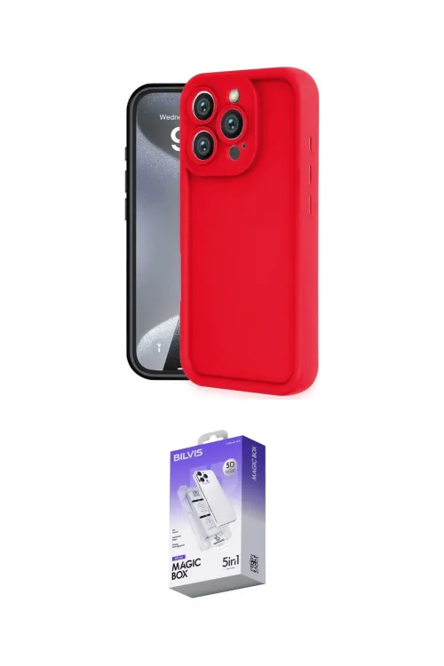 ieg™ iPhone 16 Pro Max Kılıf Yankı Yansıma Özel Seri - Siyah Bilvis 5in1 3D Magic Cam Ekran Koruyucu