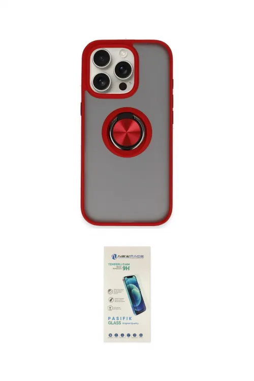 ieg™ iPhone 16 Pro Max Kılıf Yörünge Çizgi - Şeffaf Pasifik Cam Ekran Koruyucu