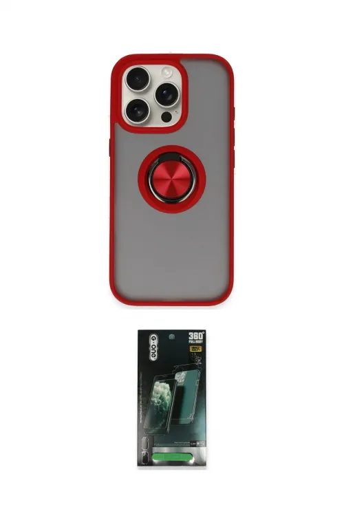 ieg™ iPhone 16 Pro Max Kılıf Yörünge Çizgi - Siyah 360 Mat Full Body Arka Koruyucu