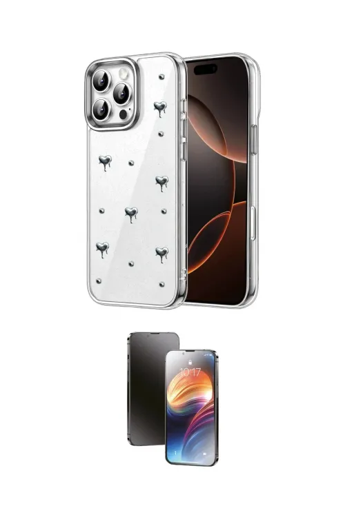 ieg™ iPhone 16 Pro Max Kılıf Yörünge Form - Siyah 3D Antistatik Mat Seramik Nano Ekran Koruyucu