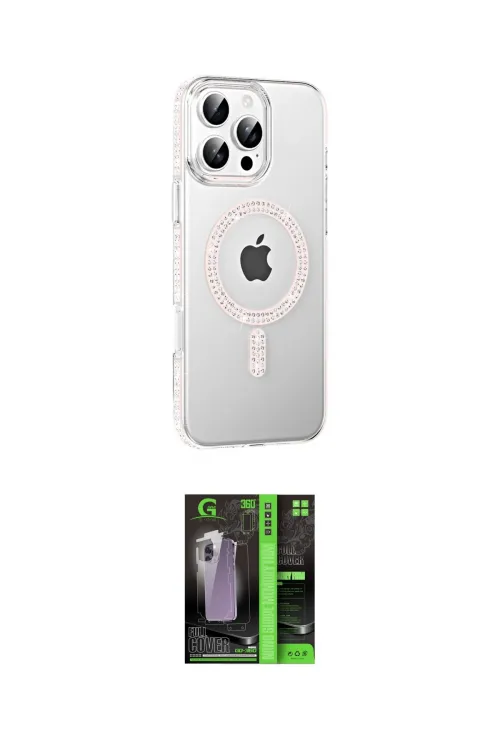 ieg™ iPhone 16 Pro Max Kılıf Yörünge Koleksiyonu - Şeffaf 360 Full Body Arka Koruyucu