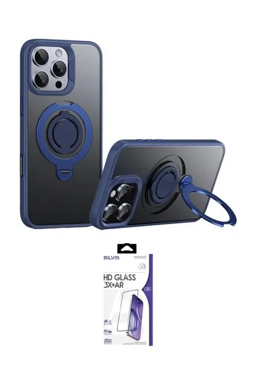 ieg™ iPhone 16 Pro Max Kılıf Zirve Çizgi Prime - Siyah Bilvis 3X AR HD Cam Ekran Koruyucu