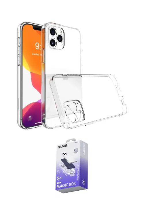 ieg™ iPhone 16 Pro Max Kılıf Zirve Doku - Siyah Bilvis 5in1 5D Magic Hayalet Cam Ekran Koruyucu
