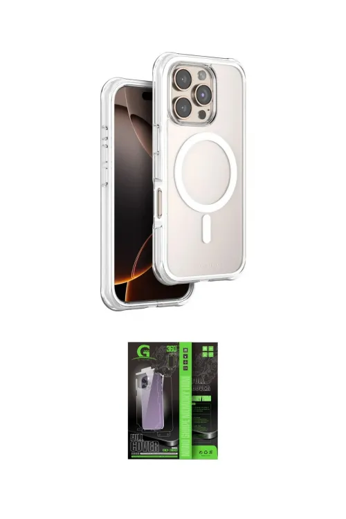 ieg™ iPhone 16 Pro Max Kılıf Zirve Klasik Prime - Şeffaf 360 Full Body Arka Koruyucu