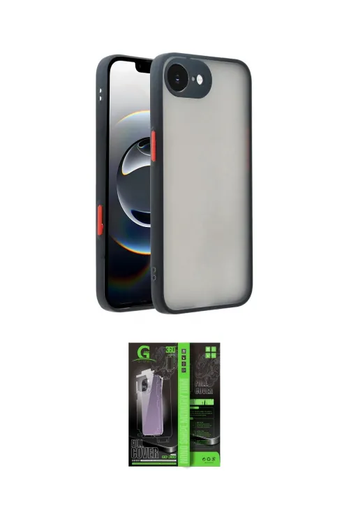 ieg™ iPhone 16E Kılıf Ahenk Çizgi Serisi - Şeffaf 360 Full Body Arka Koruyucu
