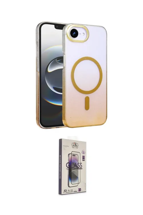 ieg™ iPhone 16E Kılıf Ahenk Doku Özel Seri - Siyah Bilvis 3D Cam Ekran Koruyucu