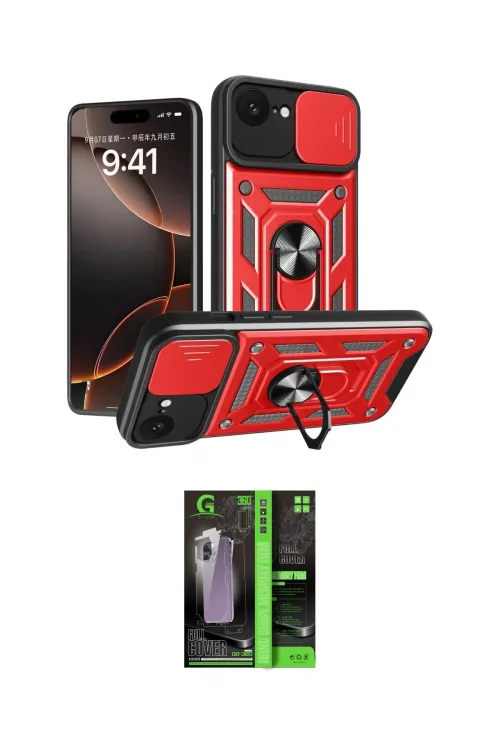 ieg™ iPhone 16E Kılıf Ahenk Klasik - Şeffaf 360 Full Body Arka Koruyucu