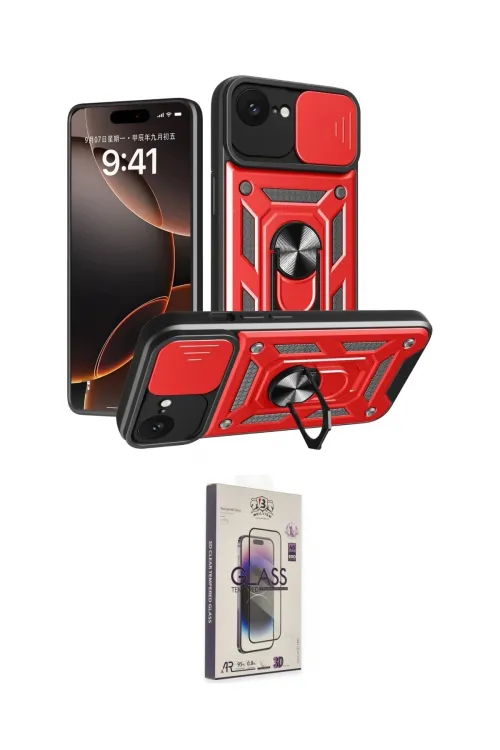 ieg™ iPhone 16E Kılıf Ahenk Klasik - Siyah Bilvis 3D Cam Ekran Koruyucu