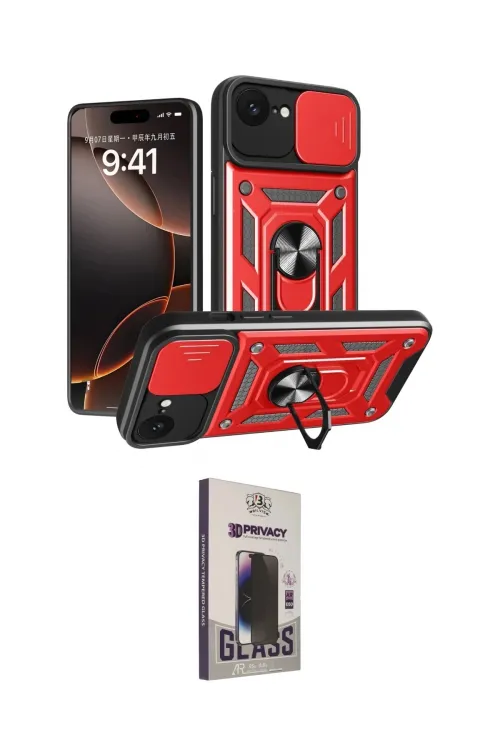 ieg™ iPhone 16E Kılıf Ahenk Klasik - Siyah Bilvis Hayalet Cam Ekran Koruyucu