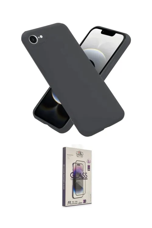 ieg™ iPhone 16E Kılıf Ahenk Serisi - Siyah Bilvis 3D Cam Ekran Koruyucu