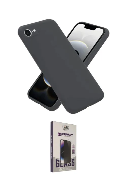 ieg™ iPhone 16E Kılıf Ahenk Serisi - Siyah Bilvis Hayalet Cam Ekran Koruyucu