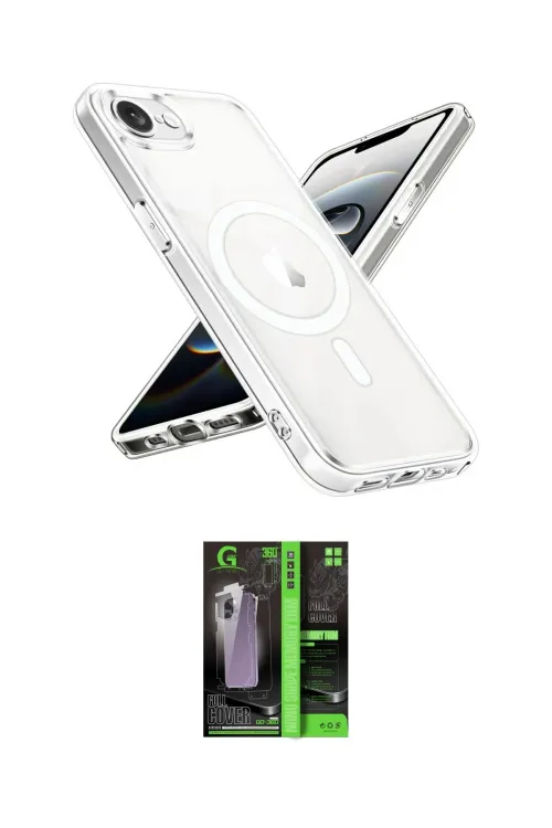 ieg™ iPhone 16E Kılıf Ahenk Yansıma Prime - Şeffaf 360 Full Body Arka Koruyucu