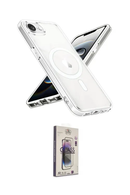 ieg™ iPhone 16E Kılıf Ahenk Yansıma Prime - Siyah Bilvis 3D Cam Ekran Koruyucu