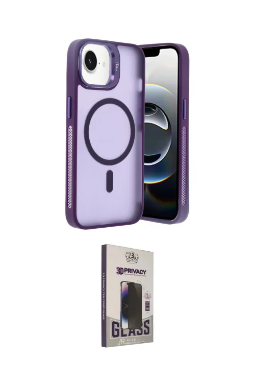 ieg™ iPhone 16E Kılıf Akış Form - Siyah Bilvis Hayalet Cam Ekran Koruyucu