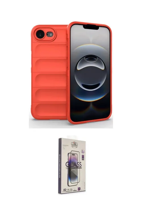 ieg™ iPhone 16E Kılıf Atlas Koleksiyonu - Siyah Bilvis 3D Cam Ekran Koruyucu