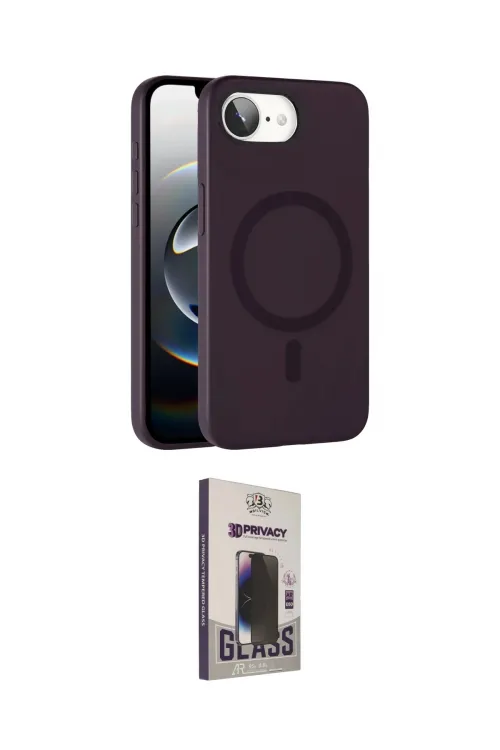 ieg™ iPhone 16E Kılıf Çekirdek Modern Prime - Siyah Bilvis Hayalet Cam Ekran Koruyucu