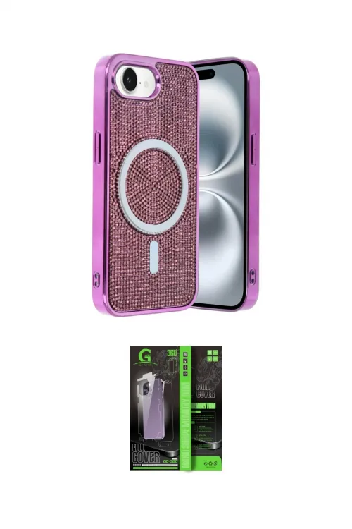 ieg™ iPhone 16E Kılıf Eksen Çizgi - Şeffaf 360 Full Body Arka Koruyucu