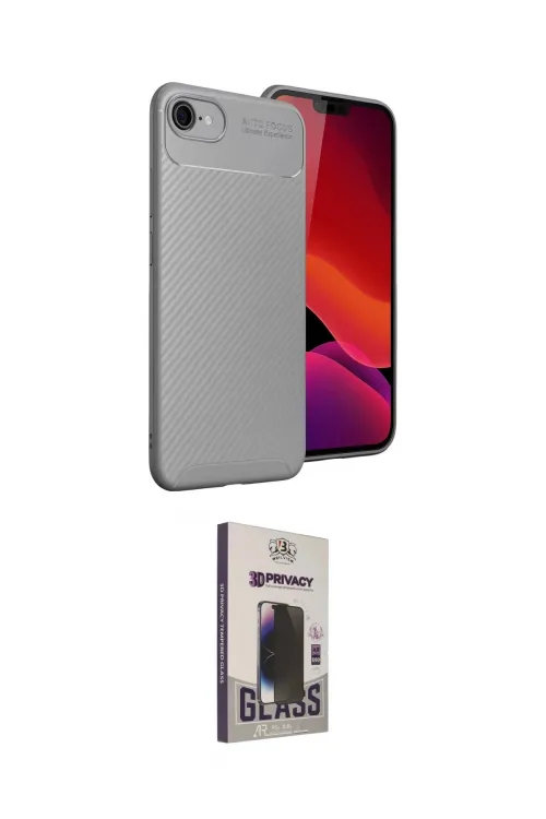 ieg™ iPhone 16E Kılıf Eksen Form Prime - Siyah Bilvis Hayalet Cam Ekran Koruyucu