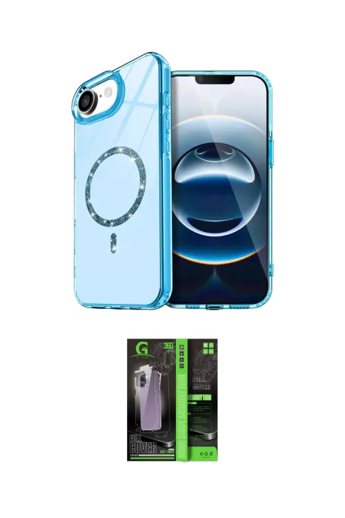 ieg™ iPhone 16E Kılıf Kıvılcım Form Prime - Şeffaf 360 Full Body Arka Koruyucu