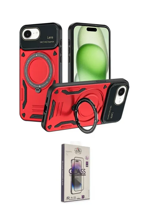 ieg™ iPhone 16E Kılıf Kıvılcım Modern Serisi - Siyah Bilvis 3D Cam Ekran Koruyucu