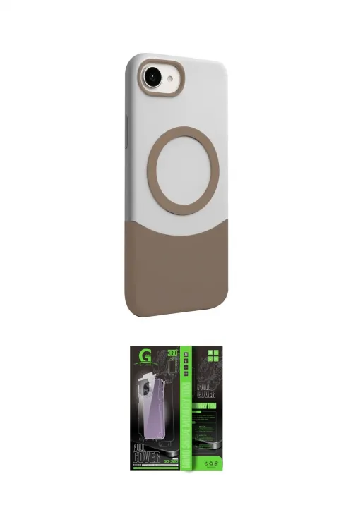 ieg™ iPhone 16E Kılıf Kozmos Form Özel Seri - Şeffaf 360 Full Body Arka Koruyucu