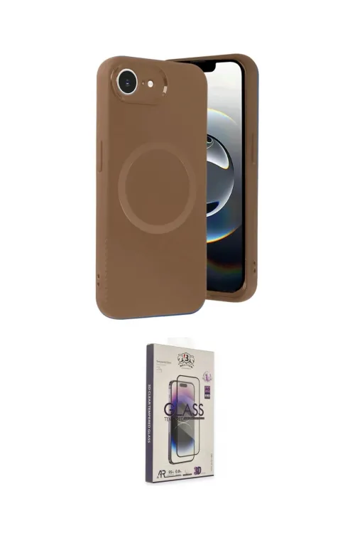 ieg™ iPhone 16E Kılıf Ufuk Serisi - Siyah Bilvis 3D Cam Ekran Koruyucu