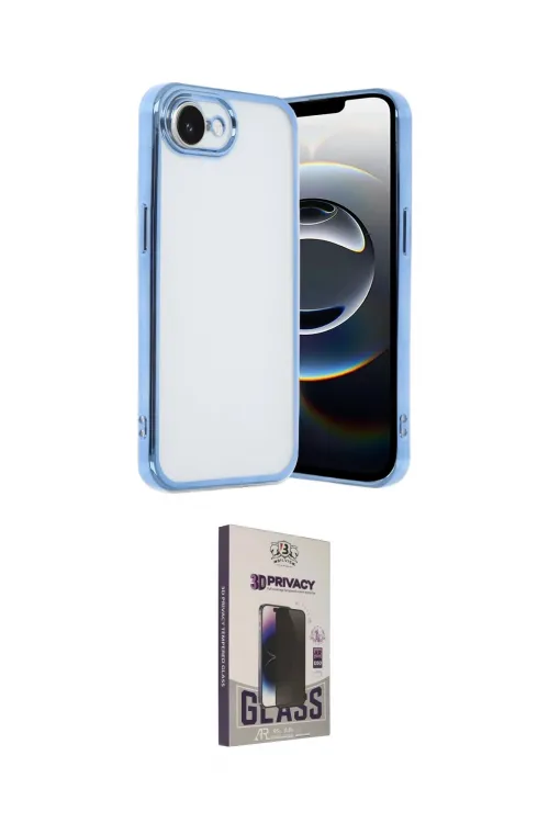 ieg™ iPhone 16E Kılıf Vadi Minimal - Siyah Bilvis Hayalet Cam Ekran Koruyucu
