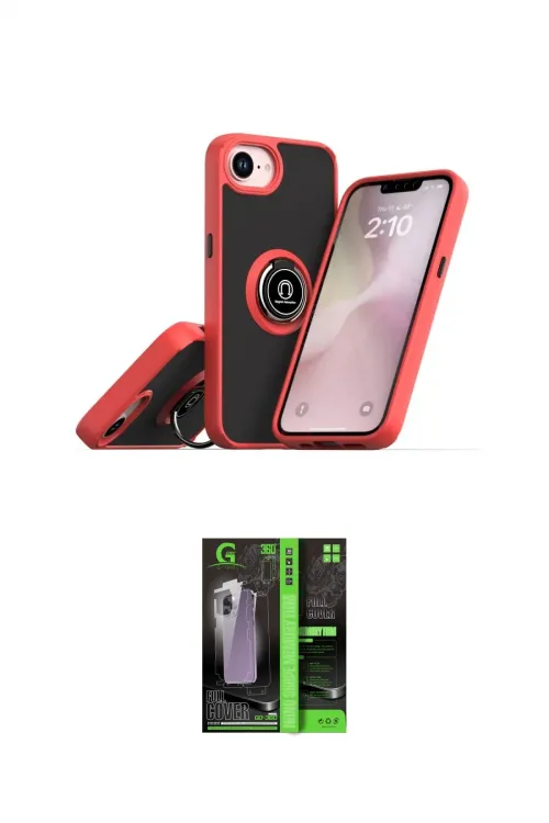 ieg™ iPhone 16E Kılıf Yörünge Çizgi - Şeffaf 360 Full Body Arka Koruyucu