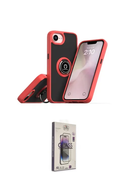 ieg™ iPhone 16E Kılıf Yörünge Çizgi - Siyah Bilvis 3D Cam Ekran Koruyucu
