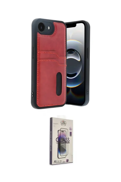 ieg™ iPhone 16E Kılıf Yörünge Işık Serisi - Siyah Bilvis 3D Cam Ekran Koruyucu