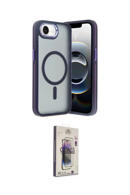 ieg™ iPhone 16E Kılıf Yörünge Klasik - Siyah Bilvis 3D Cam Ekran Koruyucu