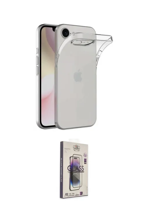 ieg™ iPhone 16E Kılıf Zirve Doku - Siyah Bilvis 3D Cam Ekran Koruyucu