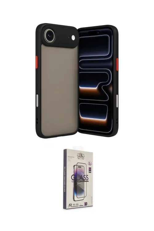 ieg™ iPhone 17 Air Kılıf Ahenk Çizgi Serisi - Siyah Bilvis 3D Cam Ekran Koruyucu