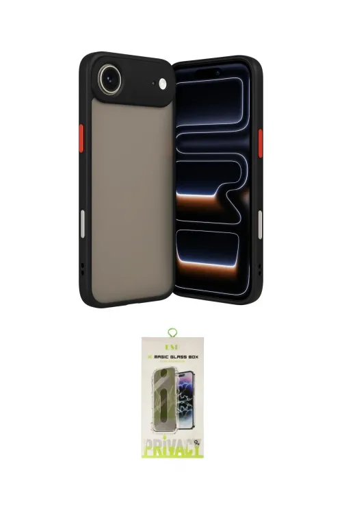 ieg™ iPhone 17 Air Kılıf Ahenk Çizgi Serisi - Siyah Joko Magic 5D Hayalet Cam