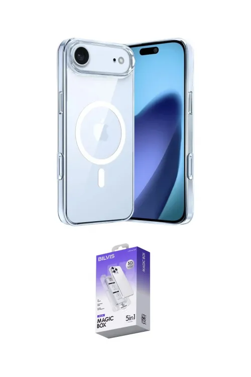 ieg™ iPhone 17 Air Kılıf Ahenk Minimal Serisi - Siyah Bilvis 5in1 3D Magic Cam Ekran Koruyucu