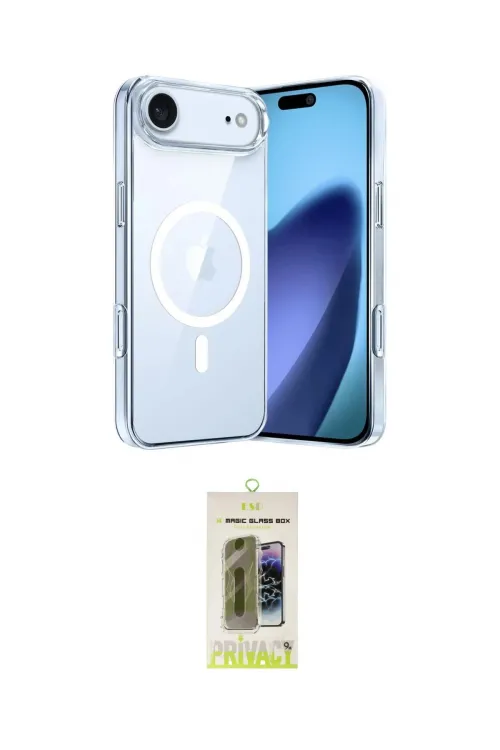 ieg™ iPhone 17 Air Kılıf Ahenk Minimal Serisi - Siyah Joko Magic 5D Hayalet Cam