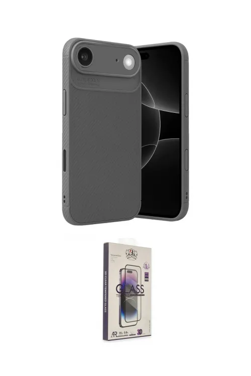 ieg™ iPhone 17 Air Kılıf Eksen Form Prime - Siyah Bilvis 3D Cam Ekran Koruyucu
