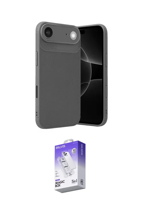 ieg™ iPhone 17 Air Kılıf Eksen Form Prime - Siyah Bilvis 5in1 3D Magic Cam Ekran Koruyucu