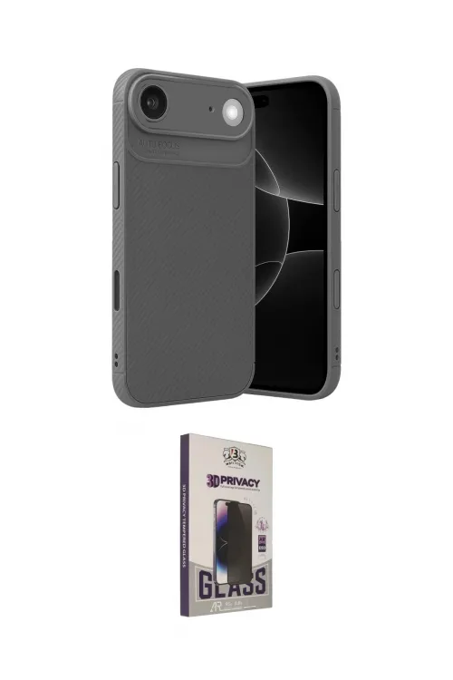ieg™ iPhone 17 Air Kılıf Eksen Form Prime - Siyah Bilvis Hayalet Cam Ekran Koruyucu