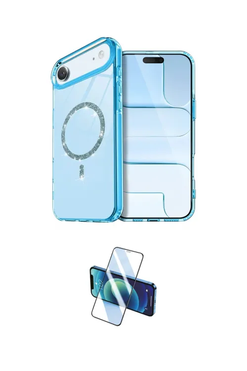 ieg™ iPhone 17 Air Kılıf Kıvılcım Form Prime - Siyah 3D Antistatik Cam Ekran Koruyucu