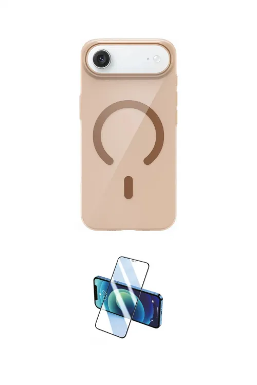 ieg™ iPhone 17 Air Kılıf Pusula Form Özel Seri - Siyah 3D Antistatik Cam Ekran Koruyucu