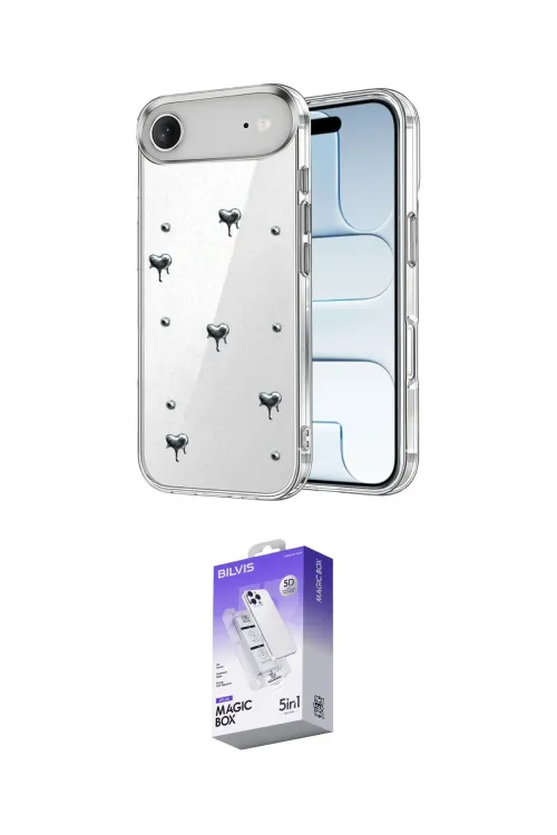 ieg™ iPhone 17 Air Kılıf Yörünge Form - Siyah Bilvis 5in1 3D Magic Cam Ekran Koruyucu