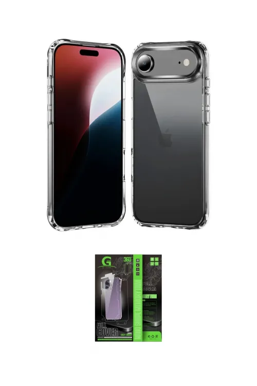 ieg™ iPhone 17 Air Kılıf Zirve Doku - Şeffaf 360 Full Body Arka Koruyucu