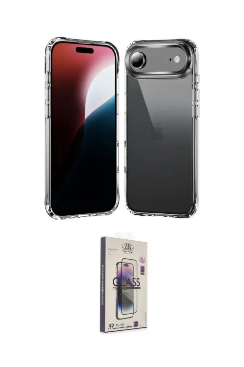 ieg™ iPhone 17 Air Kılıf Zirve Doku - Siyah Bilvis 3D Cam Ekran Koruyucu
