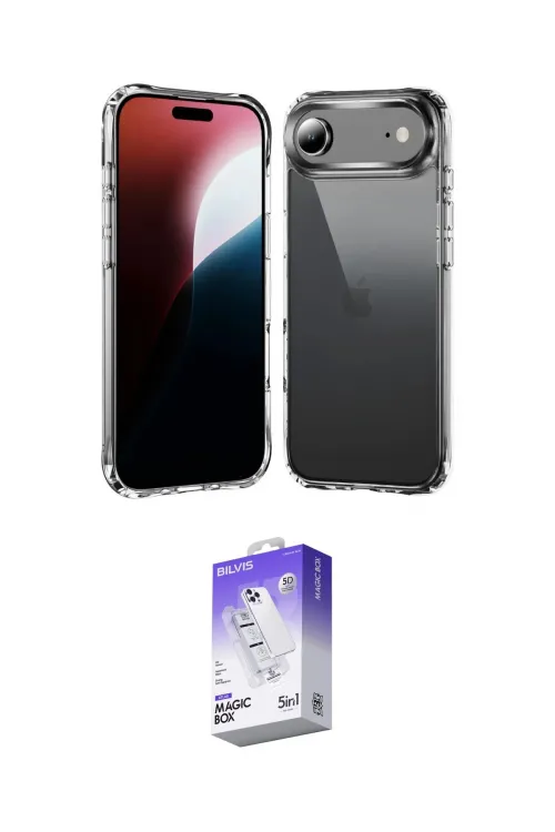 ieg™ iPhone 17 Air Kılıf Zirve Doku - Siyah Bilvis 5in1 3D Magic Cam Ekran Koruyucu
